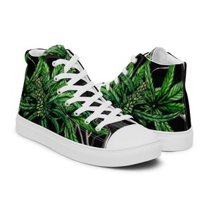 Fifth Degree™ Women’s High Top Canvas African Marijuana Pot Cannabis CBD Rasta Smoke Shoes Weed Sneakers