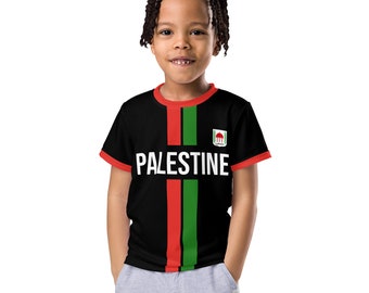 Fifth Degree™ Palestine Football Kids Crew Neck T-shirt Freedom Clothing All Over Print Palestinian Jersey T-Shirt Unisex Outfit Fashion