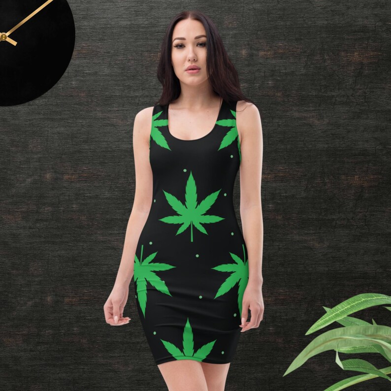Fifth Degree™ Cannabis Pot Dress Weed Girl Costume Print Hippie Stoner Clothes Girl 420 Marijuana Clothing Women image 1