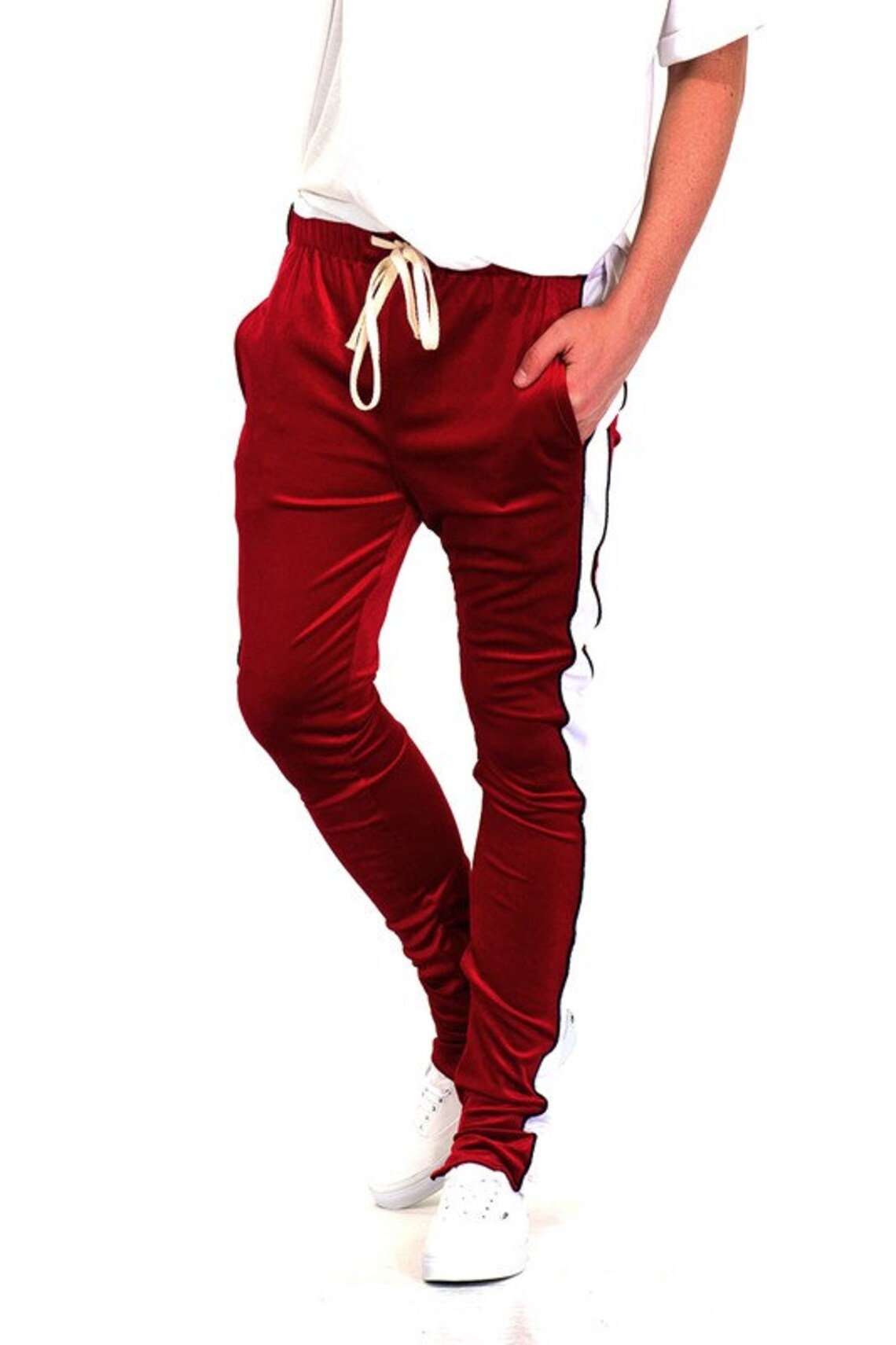 Velvet Jogger Pants For Men Sweatpants Red | Etsy