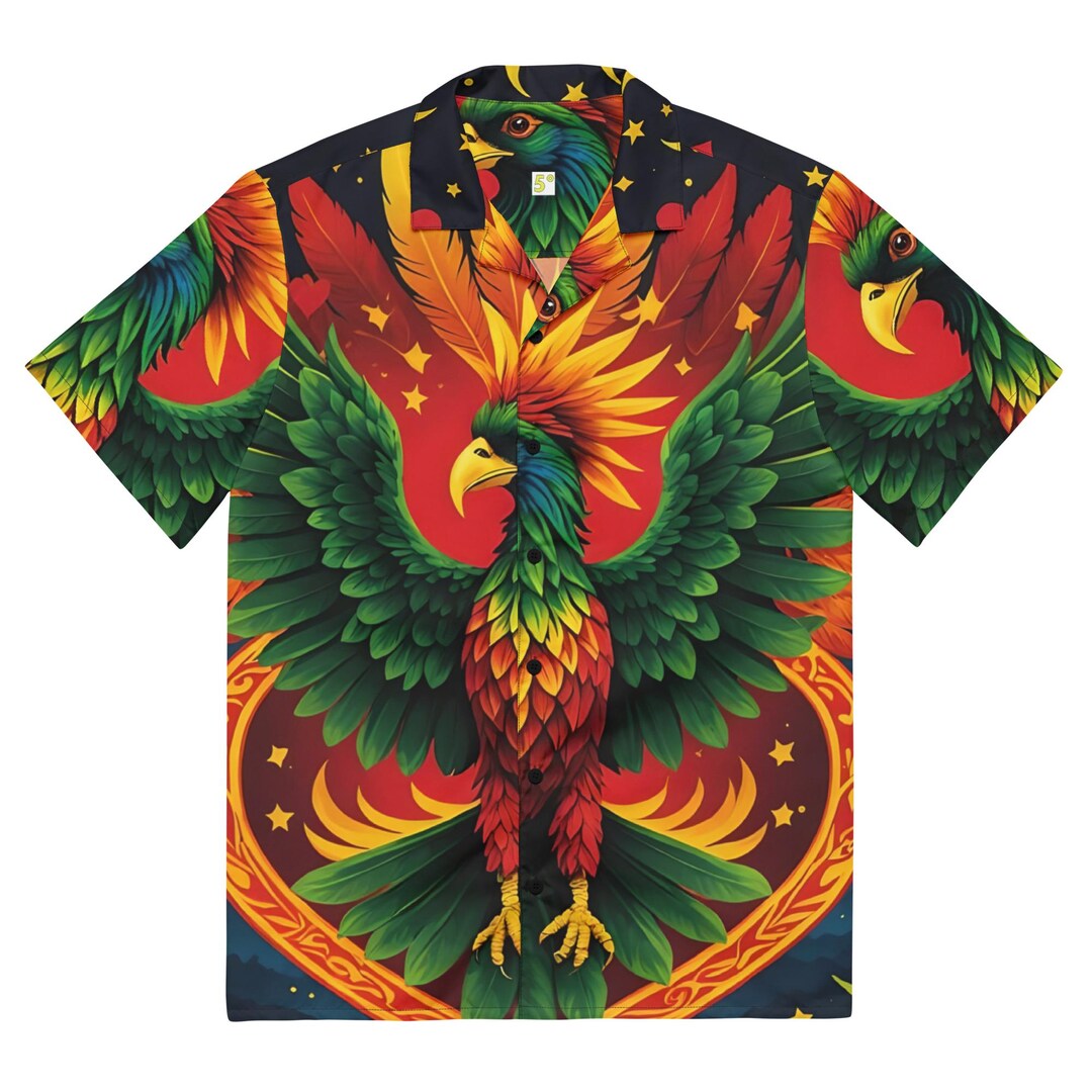 Fifth Degree™ Rasta Rising Phoenix Button up Rastafarian Reggae ...