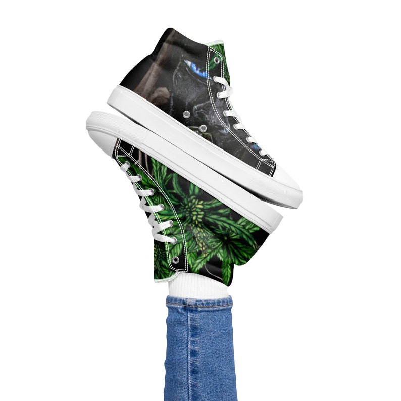 Fifth Degree™ Womens High Top Canvas African Marijuana Pot Cannabis CBD Rasta Smoke Shoes Weed Sneakers 420 image 1