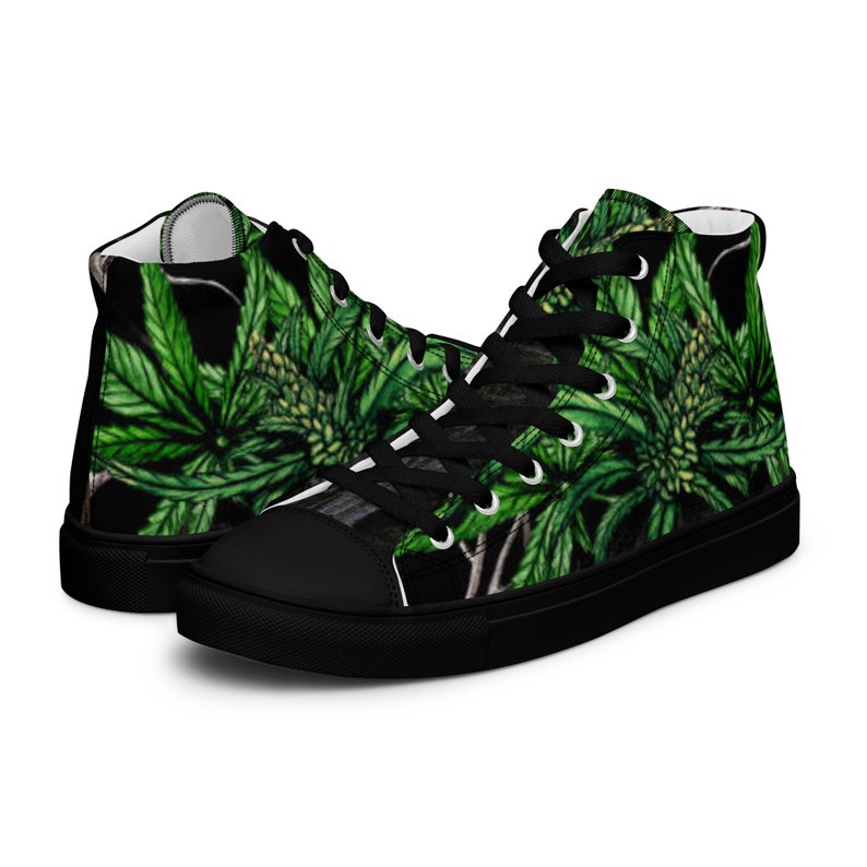 Fifth Degree™ Women’s High Top Canvas African Marijuana Pot Cannabis CBD Rasta Smoke Shoes Weed Sneakers