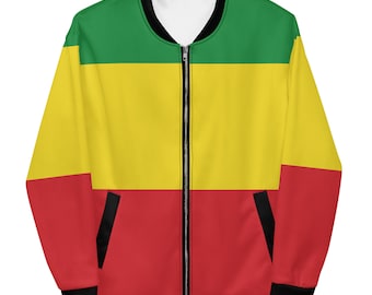 Fifth Degree™ Rasta Lion of Zion Clothing All Over Print Rastafari Unisex Bomber Jacket Reggae Concert Outfit Rastafarian Jamaican