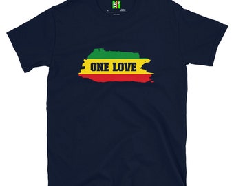 Fifth Degree™ One Love Rasta T Shirt Design, Rastafari Rastafarian Jamaica Tee Art Print TShirt Reggae Theme Party
