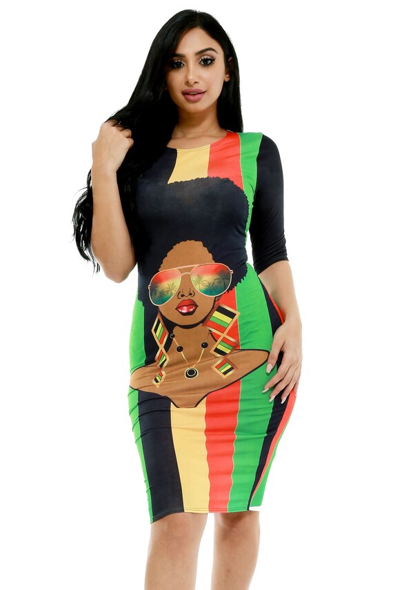 Rasta Dress Free Shipping Womens Bodycon Dresses Etsy