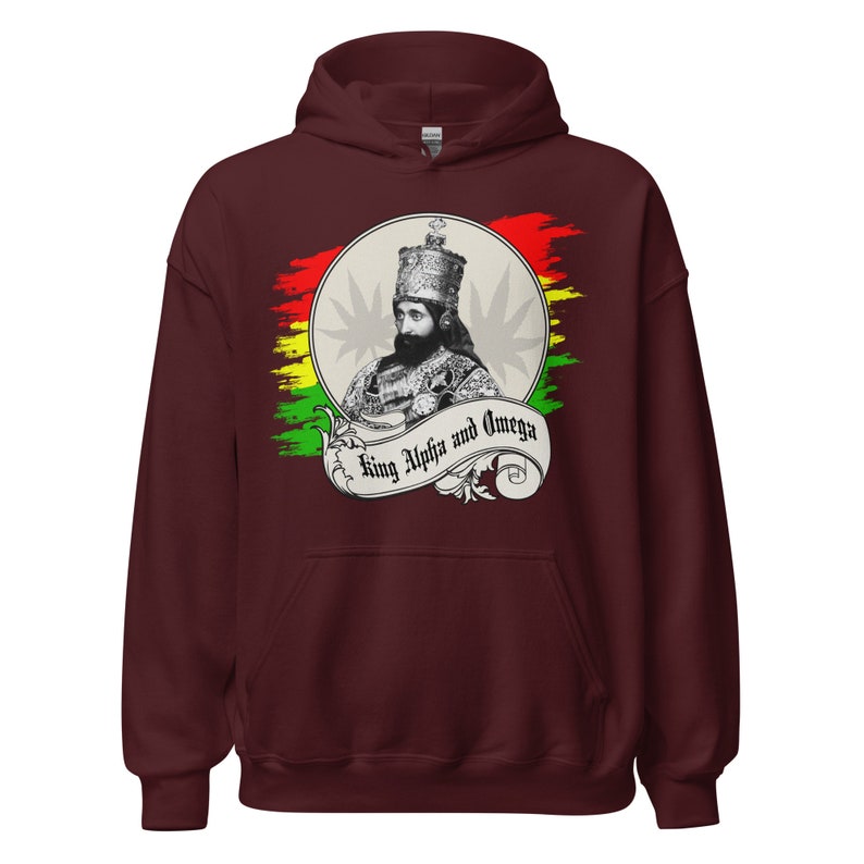 Fifth Degree™ Haile Selassie Hoodie Ethiopian Hoodie Jah Army Sweatshirt Ras Tafari Makonnen Africa Black History King Alpha and Omega