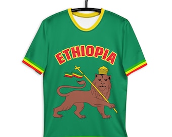Fifth Degree™ Ethiopian Shirt, Rasta Lion of Zion Clothing All Over Rastafari T-Shirt Reggae Outfit Rastafarian African, Lion Rasta T Shirt