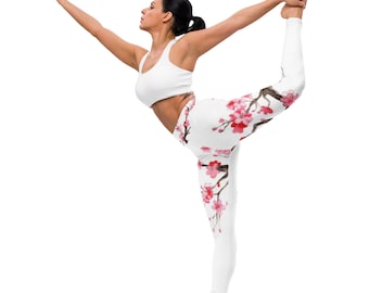 Fifth Degree™ Cherry Blossom Leggings Floral Premium Print High-Waisted Depression Healing Mood-Enhancing Designer Comfort Gym Yoga