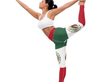 Fifth Degree™ Mexico Leggings Flag Print High-Waisted Depression Healing Negative Mood-Enhancing Designer Comfort Premium Gym Yoga