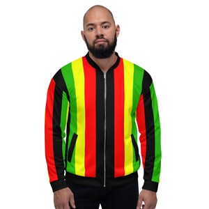 Fifth Degree™ Rasta Lion of Zion Clothing All Over Print Rastafari Unisex Bomber Jacket Reggae Concert Outfit Rastafarian Jamaican