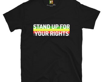 Fifth Degree™ Stand Up For Your Rights Reggae T Shirt Rasta Clothing Print Outfit Rastafarian Clothes African Jamaican Race Persecution