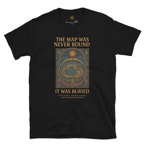 Fifth Degree™-shirt met platte aardekaart – Ancient Worldview Reclaimed | Sacred Cosmology-T-shirt dat de illusie doorbreekt