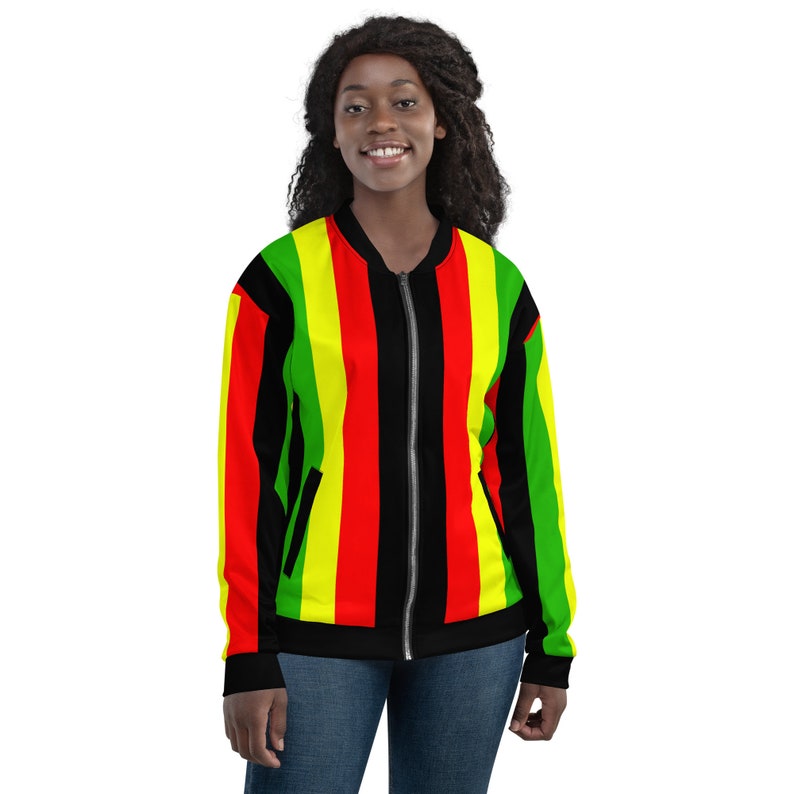 Fifth Degree™ Rasta Lion of Zion Clothing All Over Print Rastafari Unisex Bomber Jacket Reggae Concert Outfit Rastafarian Jamaican