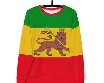 Fifth Degree™ Rasta Clothing Reggae Outfit Lion of Zion All Over Print Rastafari Rastafarian Unisex Sweatshirt