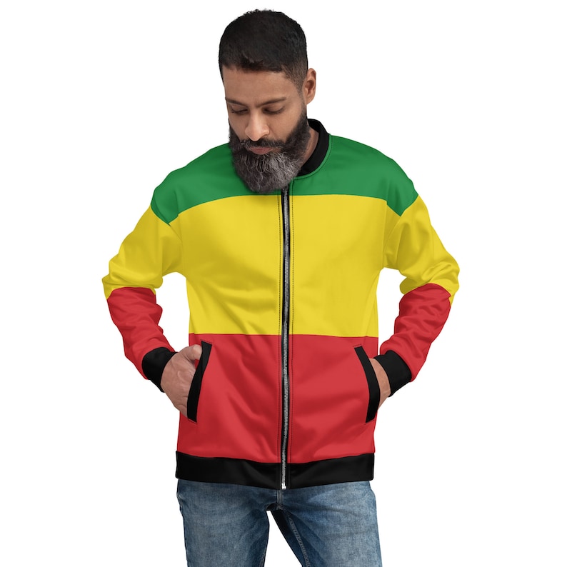 Ethiopia Rasta Lion of Zion Clothing All Over Print Rastafari Unisex Bomber Jacket Reggae Outfit Rastafarian African