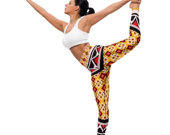 Fifth Degree™ Navajo Indian High-Waisted Healing Mood-Enhancing Designer Workout Gym Yoga Premium Aztec Leggings, Printed Yoga Leggings