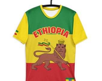 Fifth Degree™ Ethiopian Shirt Rasta Lion of Zion Clothing All Over Print Rastafari T-Shirt Unisex Reggae Outfit Rastafarian African