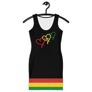 Fifth Degree™ Reggae Dress One Love Print Rasta Dress Hippie Clothes Clothing Reggae Outfit Gifts Women Rastafari