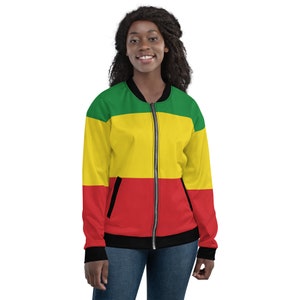 Ethiopia Rasta Lion of Zion Clothing All Over Print Rastafari Unisex Bomber Jacket Reggae Outfit Rastafarian African