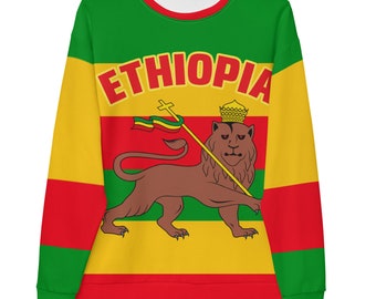 Fifth Degree™ Ethiopia Haile Selassie I Sweatshirt Rasta Lion of Zion Clothing Rastafari Reggae Outfit Rastafarian African