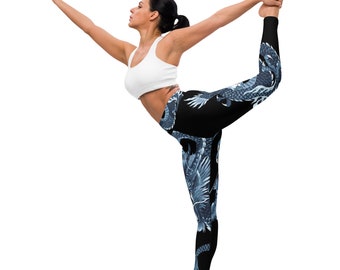 Fifth Degree™ Chinese Dragon Yoga Funky Leggings Print High-Waisted Designer Premium Workout Gym