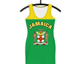 Fifth Degree™ Jamaica Dress Coat of Arms Rasta Clothing All Over Print Rastafari Reggae Outfit Rastafarian Hippie Clothes
