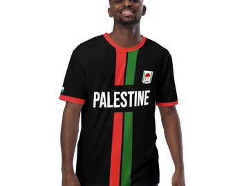 Maillot de football Palestine Fifth Degree™ noir Vêtements T-shirt en jersey palestinien entièrement imprimé tenue unisexe mode football