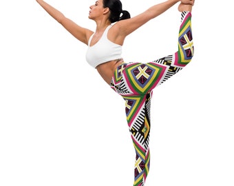 Fifth Degree™ African Print High-Waisted Depression Healing Negative Mood-Enhancing Designer Workout Gym Yoga Premium Leggings