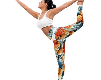 Fifth Degree™ Japanese Koi Fish Premium Print High-Waisted Depression Healing Mood-Enhancing Designer Comfort Gym Yoga