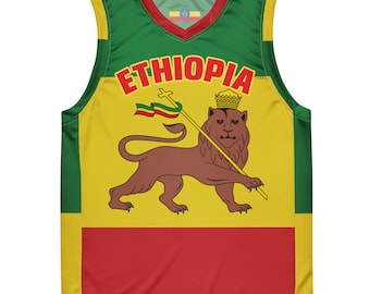 Fifth Degree™ Ethiopia Haile Selassie I Basketball Jersey Shirt Rasta Lion of Zion Clothing Rastafari Reggae Outfit Rastafarian African