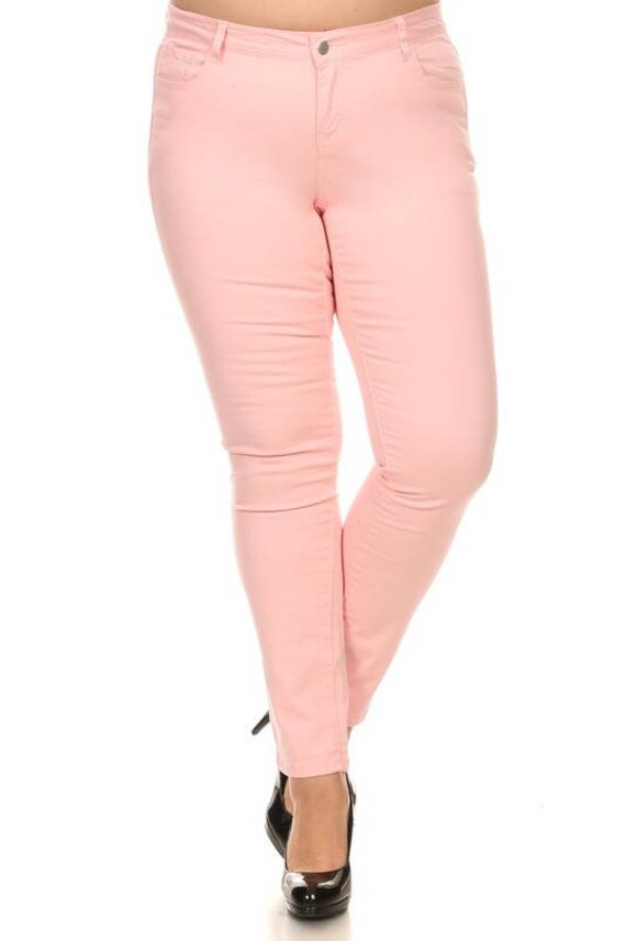 pink plus size jeans