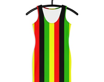 Fifth Degree™ Rasta Color Dress Hippie Clothes Outfit Print Clothing Reggae Concert Gifts Women Caribbean Dress