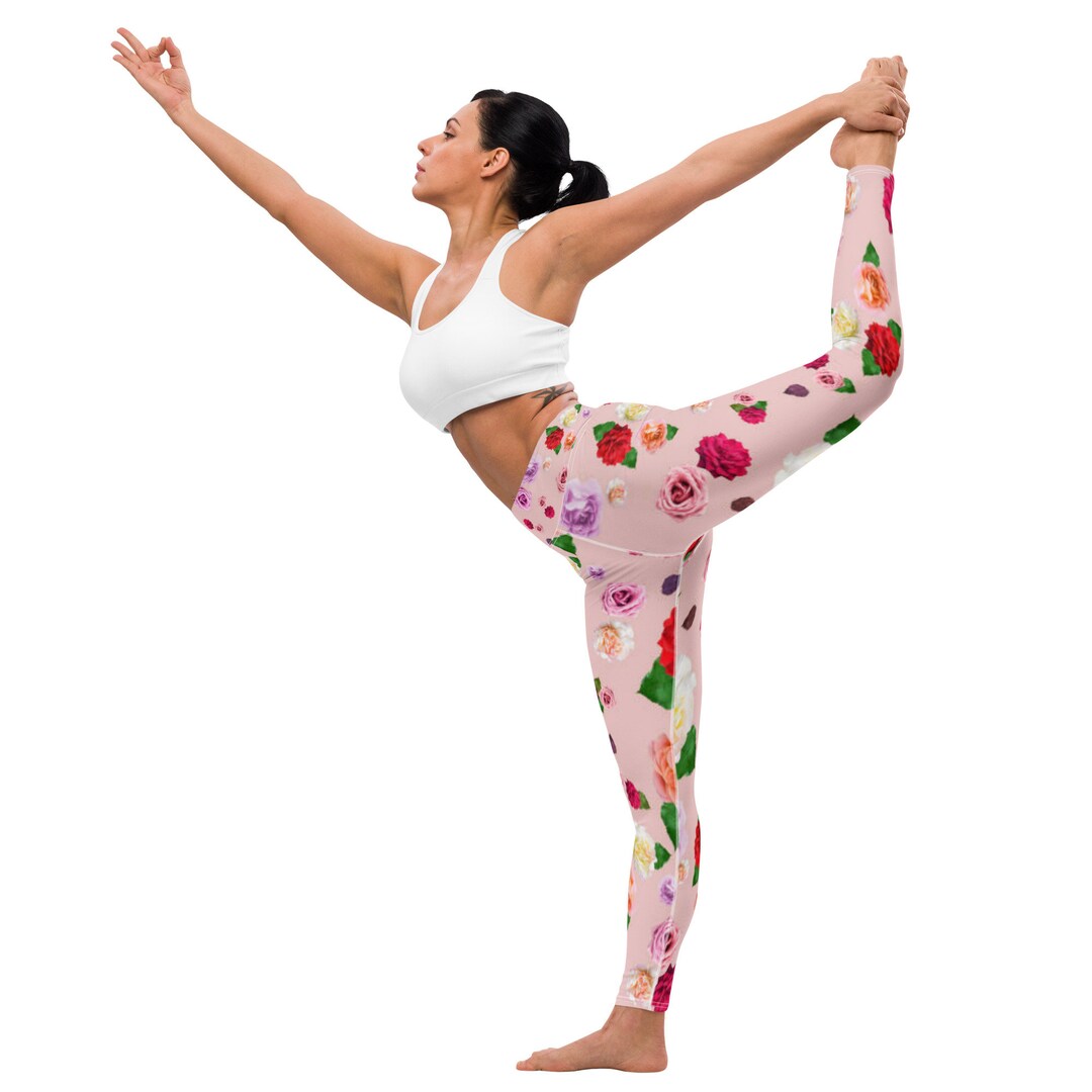 Workout With Roses Fifth Degree™ Valentine's Roses Print High-waisted Depression Fighting ...