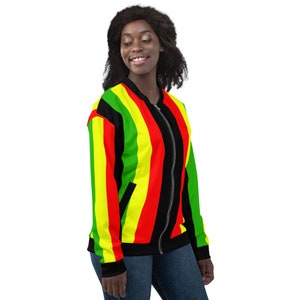 Fifth Degree™ Rasta Lion of Zion Clothing All Over Print Rastafari Unisex Bomber Jacket Reggae Concert Outfit Rastafarian Jamaican