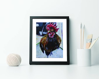 Rooster Art - Rooster Print - 8x10 Rooster Artwork - Rooster Wall Art - Rooster Kitchen Decor- Cabin Decor - Country Decor