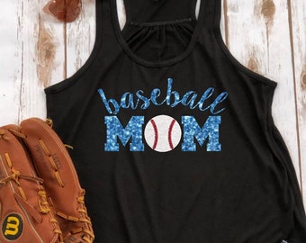 Glitter Baseball Mom Tank, Flowy Tank, Baseball Mom Shirts, Baseball Shirt, Proud Baseball Mom