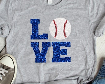 Glitter Baseball Shirt, LOVE Baseball Tee, I Love Baseball, Baseball Mom Shirt, Baseball Girlfriend