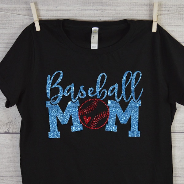 Glitter Baseball Mom Shirt, Glitter Baseball Mom T-Shirt, Baseball Mom Bling