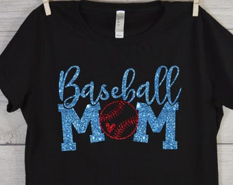 Glitter Baseball Mom Shirt, Glitter Baseball Mom T-Shirt, Baseball Mom Bling