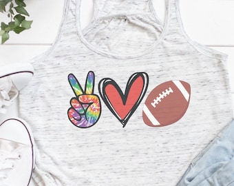 Peace Love Football Tank, Football Mom Tank Top, Football Girlfriend Tank, Gameday Shirt, Gameday Tank Top, Bella Flowy Tank