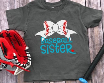 Baseball Sister Shirt, Infant Bodysuit or Toddler Tshirt, Baseball Sister Baby, Baseball Sister Toddler, Baseball Sister with Bow