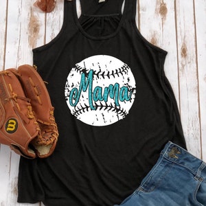 Glitter Baseball Mom Tank, Baseball Mama, Team Name Flowy Tank, Baseball Tank Top,