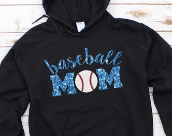 Glitter Baseball Mom Hoodie, Baseball Mom Sweatshirt, Choose Your Colors, Baseball Mom Shirts