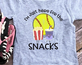 I'm Just Here for the Snacks. Softball Sister Shirt, Baseball Sister Shirt, Infant Bodysuit or Toddler Tshirt