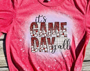 It's Game Day Y'all Baseball Mom Shirt,  Baseball Mom T-Shirt, Bleached Tee, Bleached Tshirt, Baseball Girlfriend, Baseball Grandma