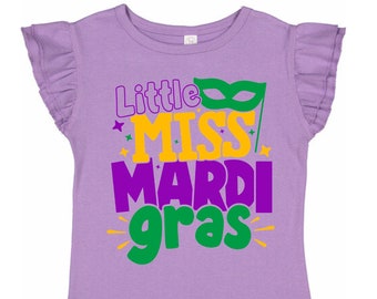 Little Miss Mardi Gras Ruffle Shirt, Toddler Mardi Gras Shirt, Youth Mardi Gras Shirt, Infant Mardi Gras Shirt, Mardi Gras Shirt for Girls