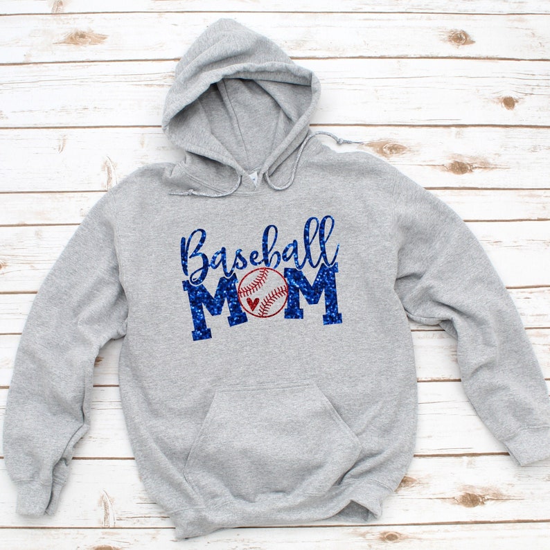 Glitter Baseball Mom Hoodie, Team Colors, Baseball Mom Sweatshirt, Choose Your Colors, Baseball Mom , Long Sleeve Baseball Mom Shirt
