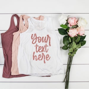 Custom Youth Tank Top ,Girls Custom Glitter Racerback Tank, Youth Design Your Own Tank, Your Text Here, Personalized Glitter Flowy Tank Top