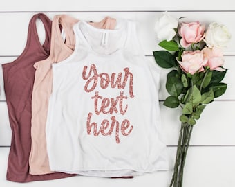 Custom Youth Tank Top ,Girls Custom Glitter Racerback Tank, Youth Design Your Own Tank, Your Text Here, Personalized Glitter Flowy Tank Top